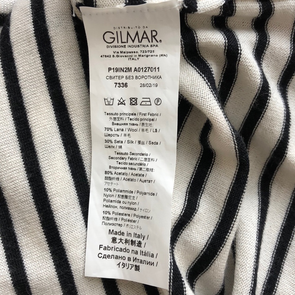 No. 21 White Black Striped Wool/Silk Blend Sweater - Picture 8 of 10